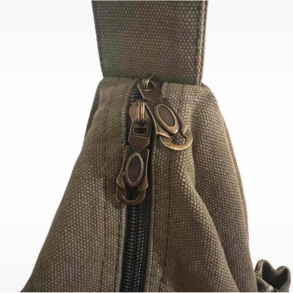 Awesome Unisex Canvas Crossbody Bag - Large capacity -  Khaki - New